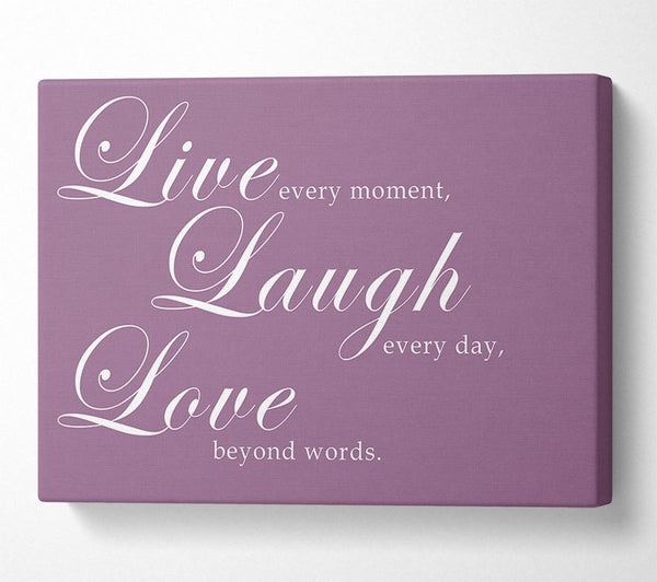  A Canvas Print of Family Quote Live Laugh Love 2 Dusty Pink Canvas Wall Art