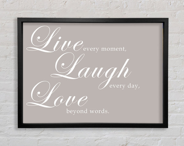 Family Quote Live Laugh Love 2 Beige Framed Print