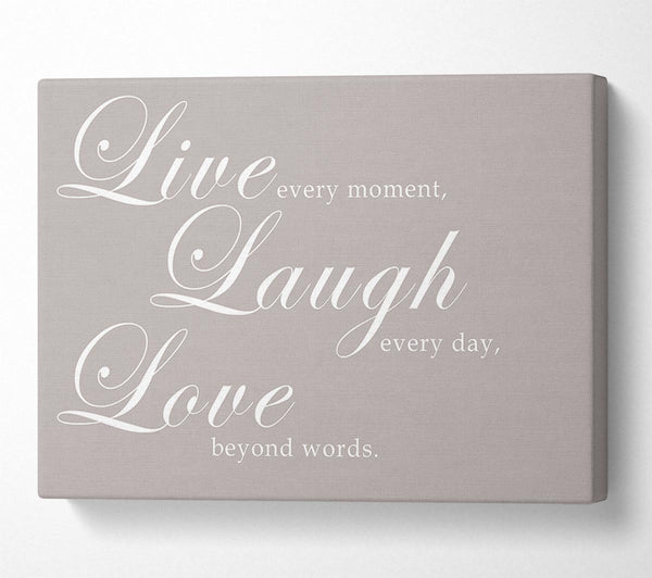  A Canvas Print of Family Quote Live Laugh Love 2 Beige Canvas Print
