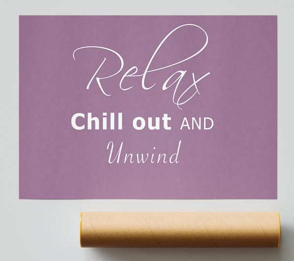 Bathroom Quote Relax Chill Out Dusty Pink Poster