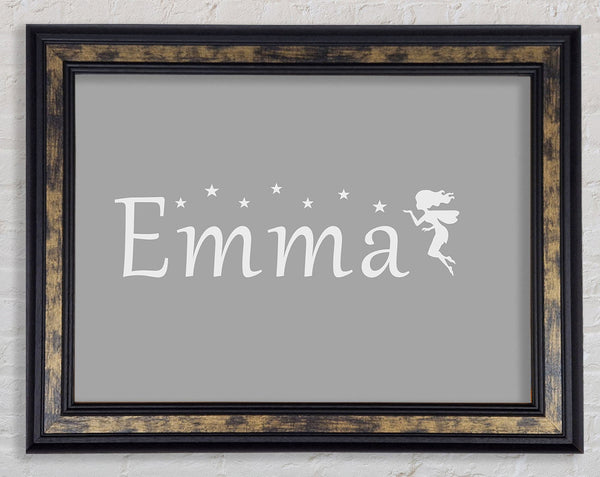Your Name In Fairy Dust Grey White Framed Print