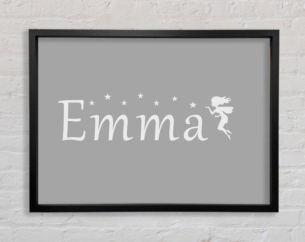 Your Name In Fairy Dust Grey White Framed Print