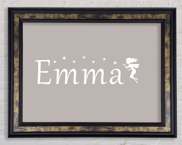 Your Name In Fairy Dust Beige Framed Print