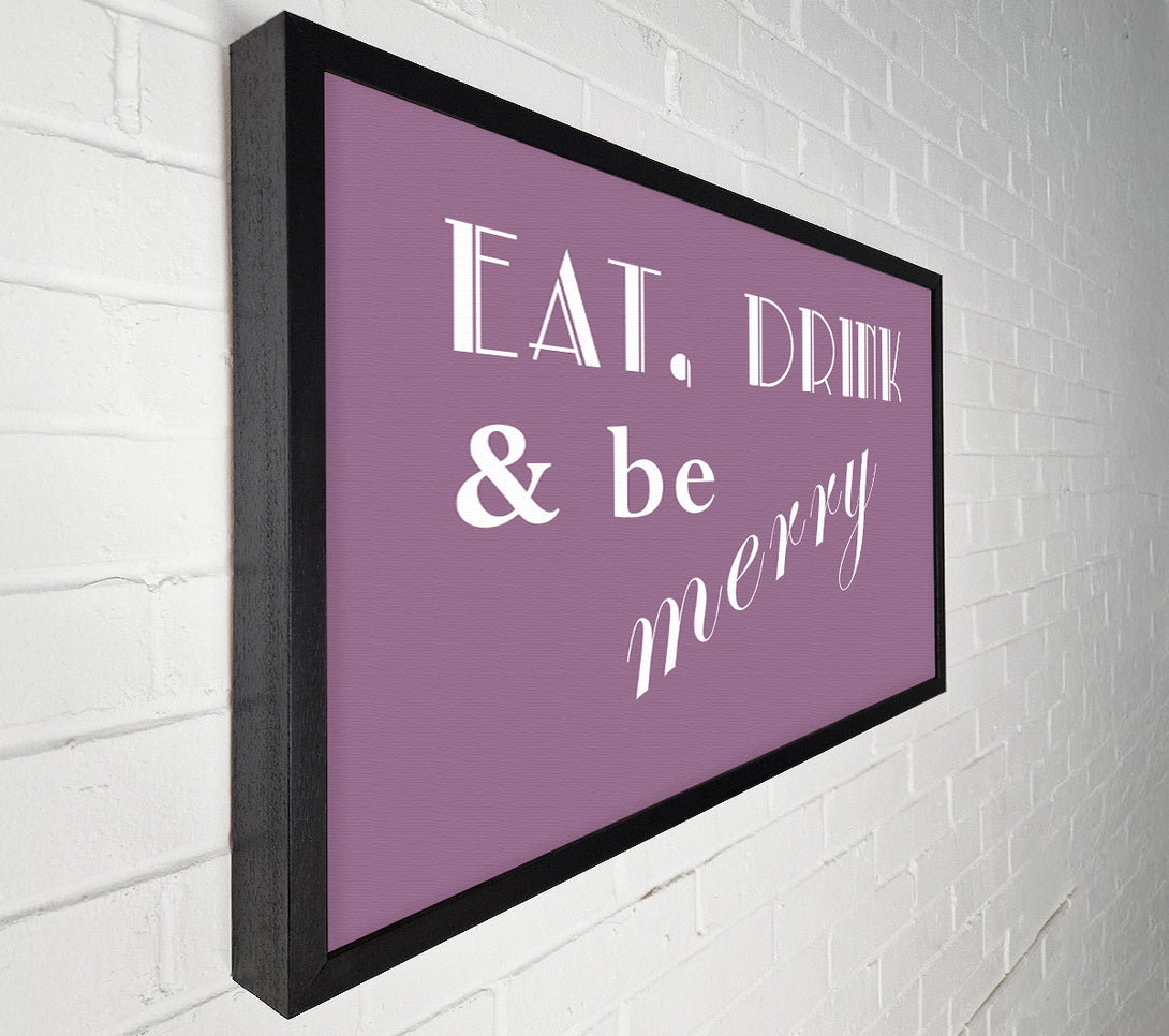  A Canvas Print of Kitchen Quote Eat Drink n Be Merry Dusty Pink Canvas Art