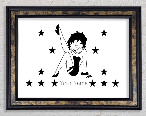 Betty Boop Your Name Stars White Framed Print