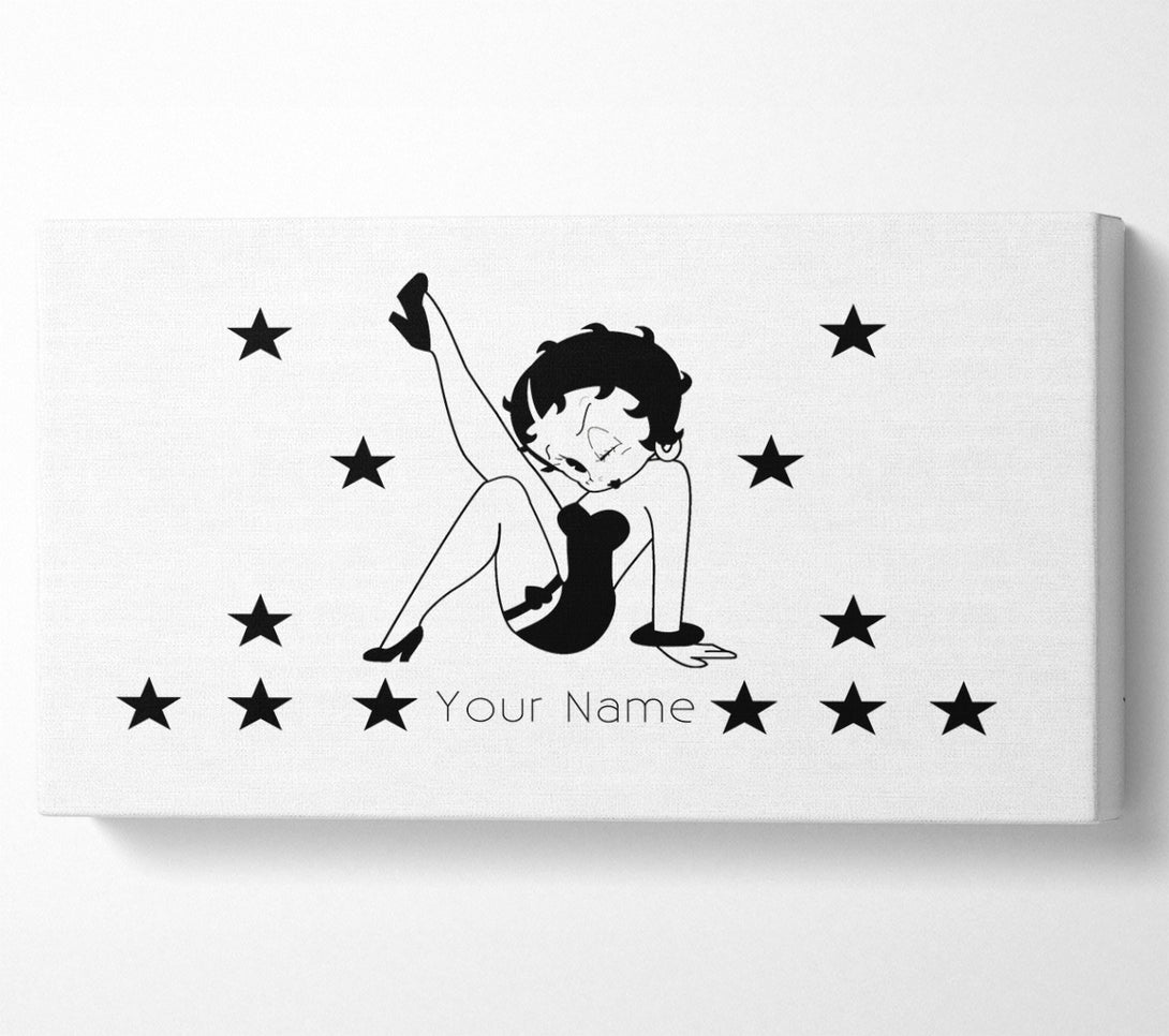  A Canvas Print of Betty Boop Your Name Stars White Canvas Wall Art