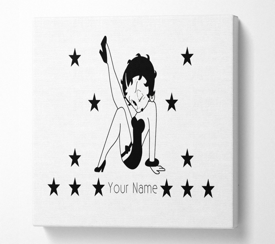  A Canvas Print of Betty Boop Your Name Stars White Canvas Wall Art