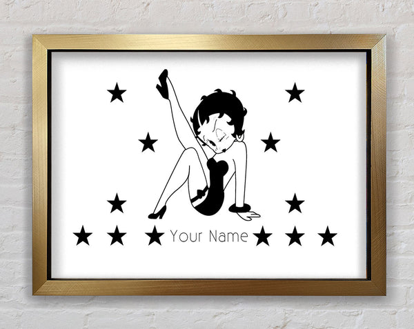 Betty Boop Your Name Stars White Framed Print