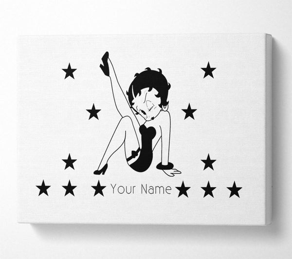  A Canvas Print of Betty Boop Your Name Stars White Canvas Wall Art