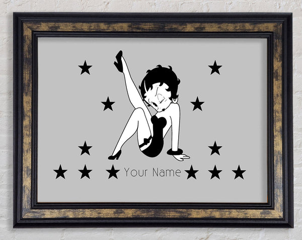 Girls Room Quote Betty Boop Your Name Stars Grey Framed Print