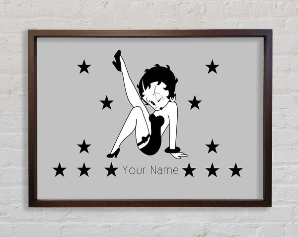 Girls Room Quote Betty Boop Your Name Stars Grey Framed Print