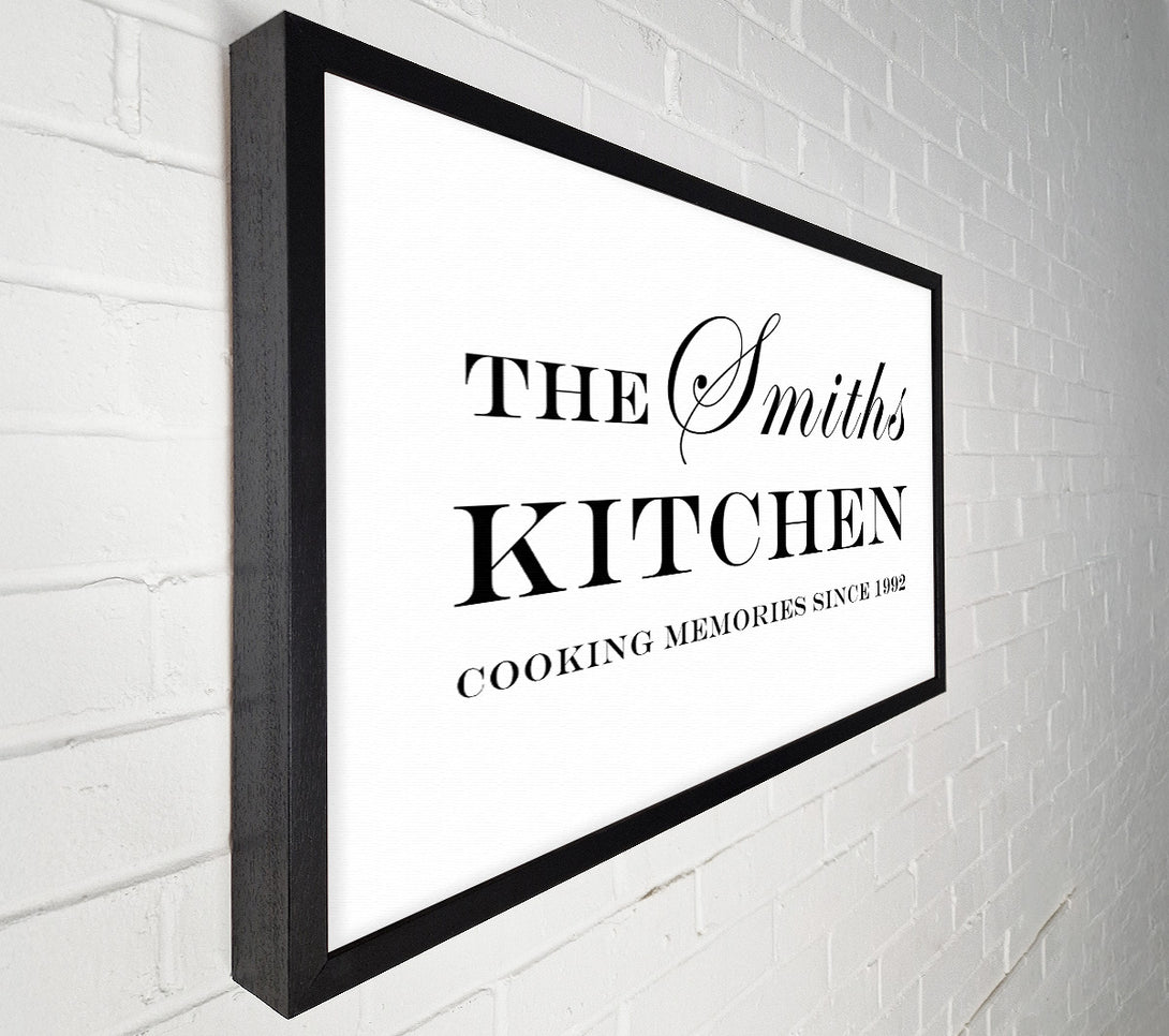 A Canvas Print of Kitchen Quote Your Family Name And Date Kitchen White Canvas Wall Art