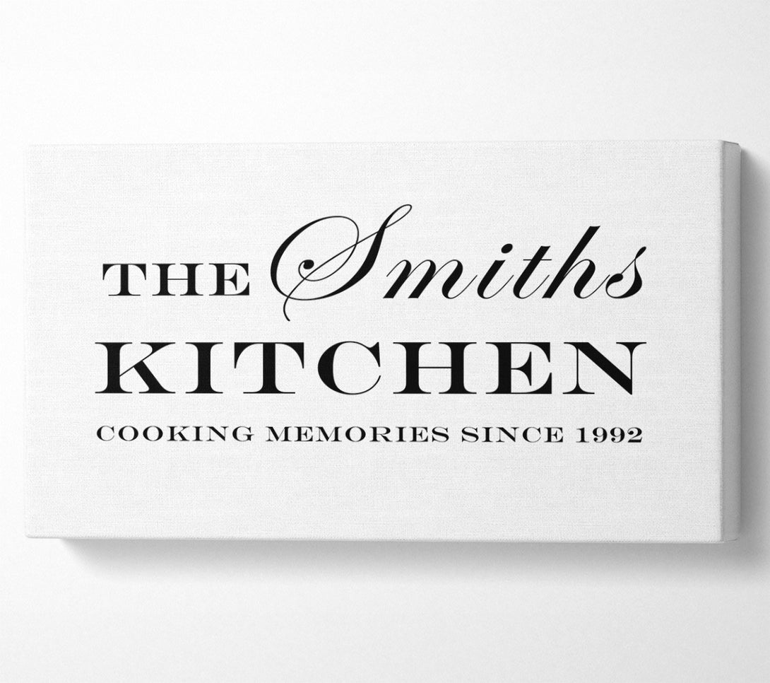  A Canvas Print of Kitchen Quote Your Family Name And Date Kitchen White Canvas Wall Art