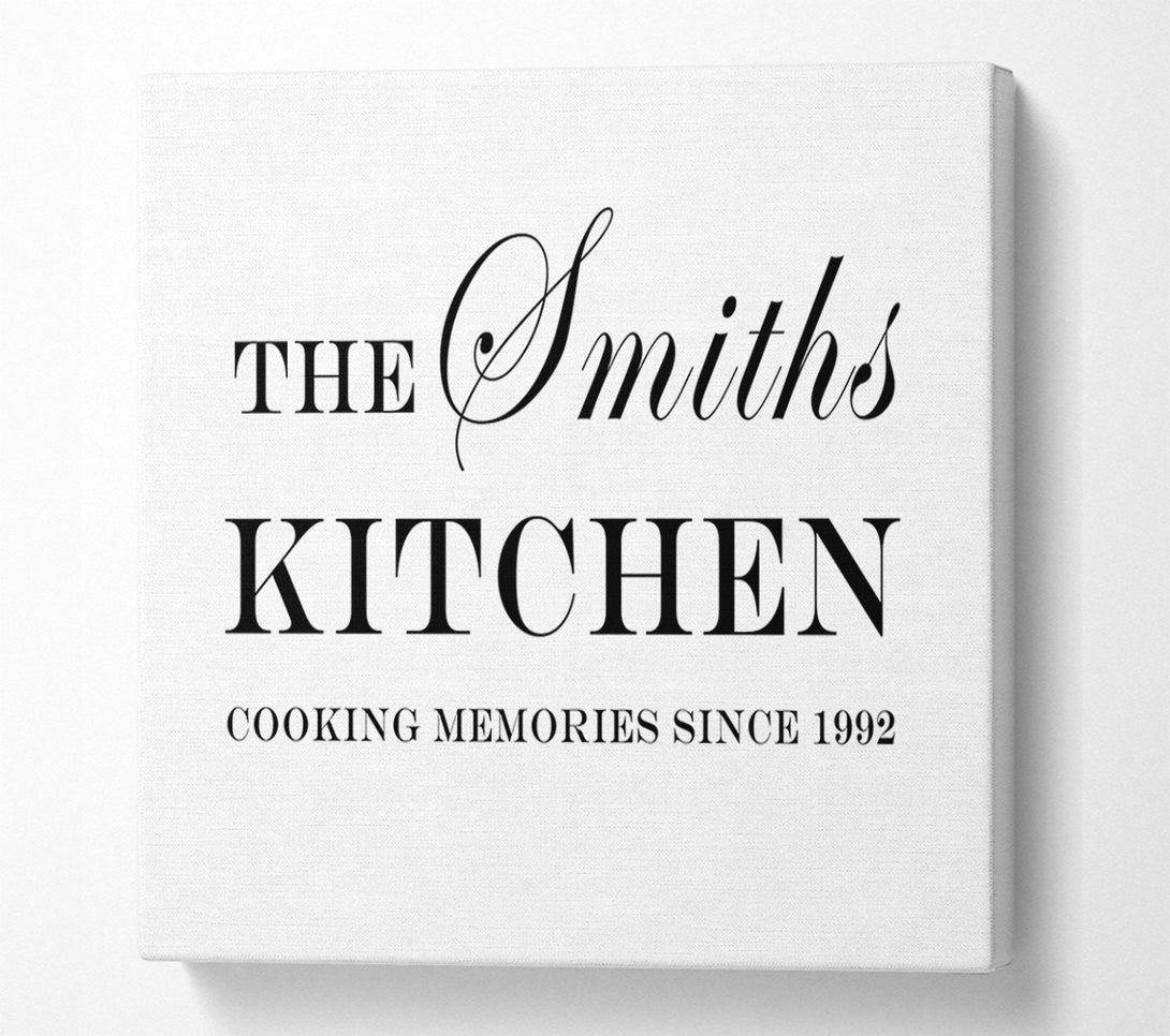  A Canvas Print of Kitchen Quote Your Family Name And Date Kitchen White Canvas Wall Art
