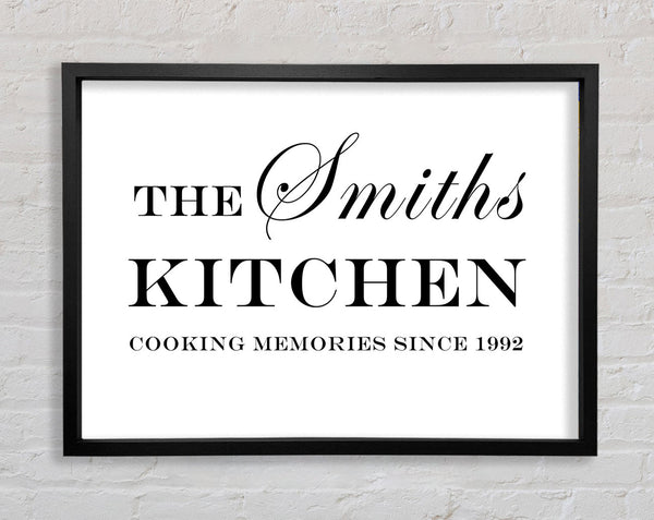 Kitchen Quote Your Family Name And Date Kitchen White Framed Print