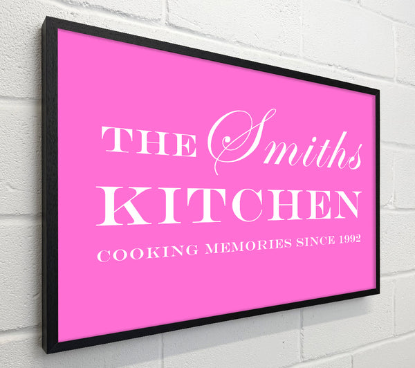Kitchen Quote Your Family Name And Date Kitchen Vivid Pink