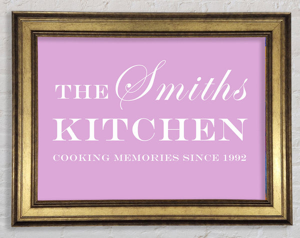 Kitchen Quote Your Family Name And Date Kitchen Pink Framed Print