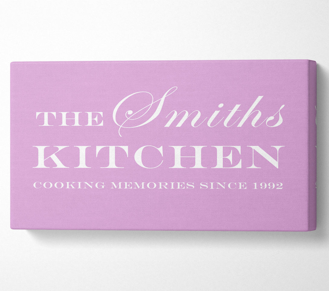  A Canvas Print of Kitchen Quote Your Family Name And Date Kitchen Pink Canvas Art