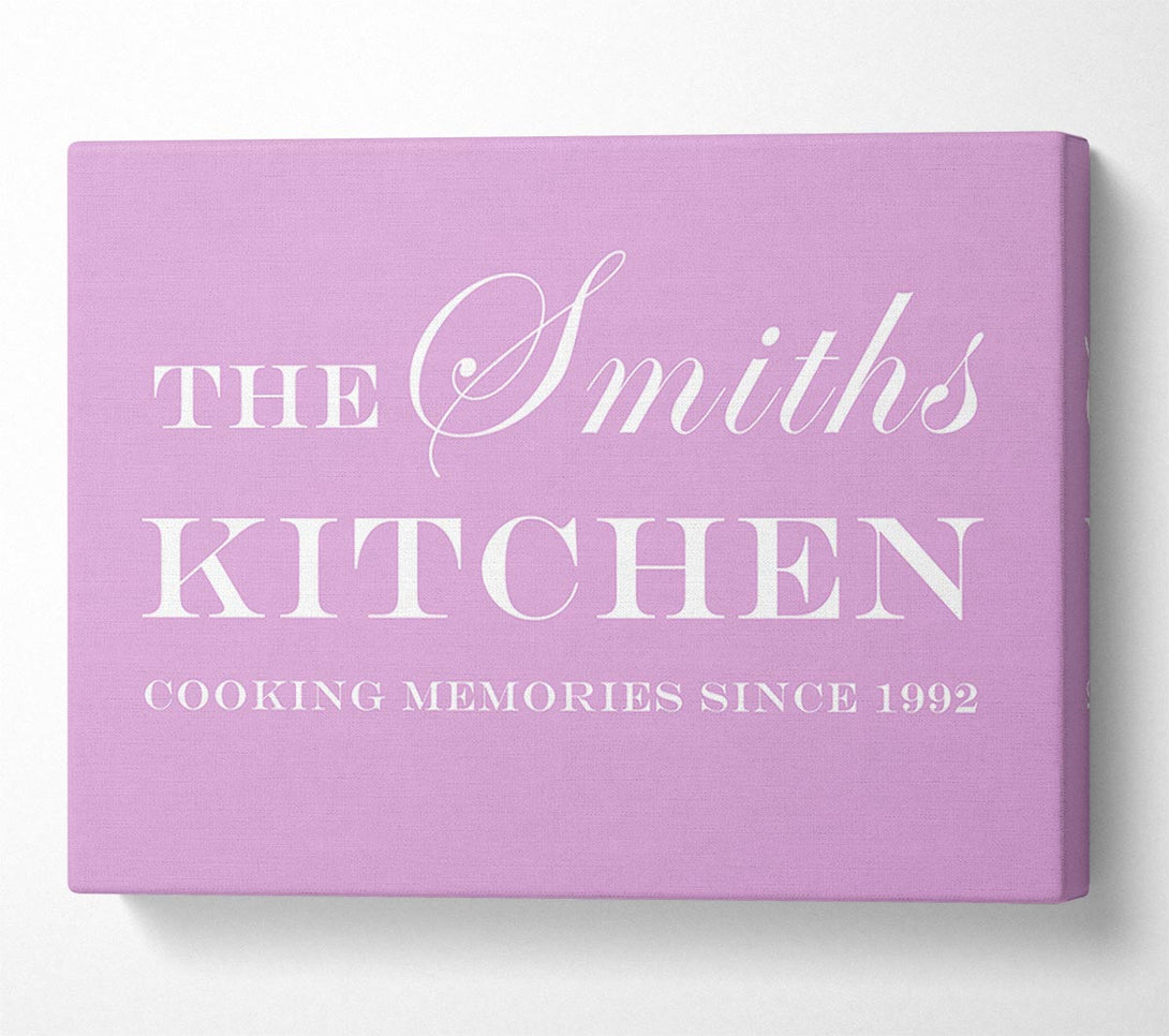  A Canvas Print of Kitchen Quote Your Family Name And Date Kitchen Pink Canvas Art