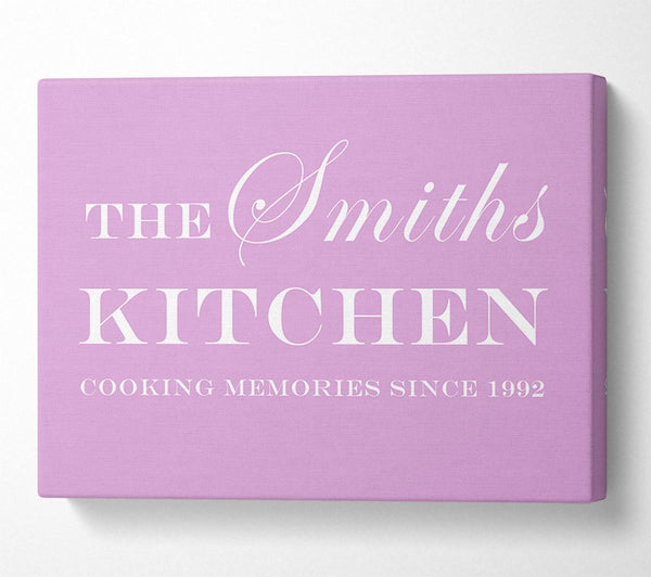 A Canvas Print of Kitchen Quote Your Family Name And Date Kitchen Pink Canvas Art