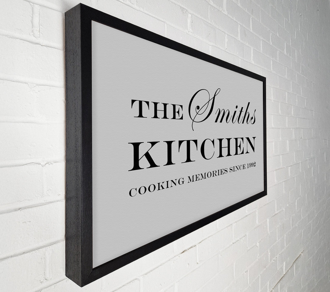  A Canvas Print of Kitchen Quote Your Family Name And Date Kitchen Grey Canvas Art