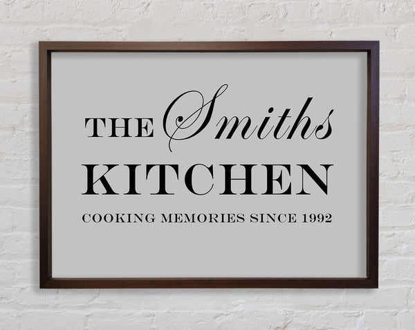 Kitchen Quote Your Family Name And Date Kitchen Grey Framed Print
