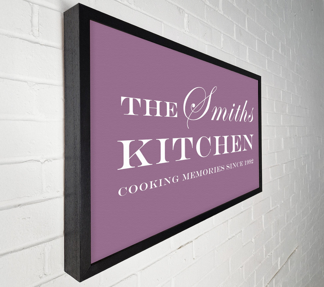  A Canvas Print of Kitchen Quote Your Family Name And Date Kitchen Dusty Pink Canvas Wall Art