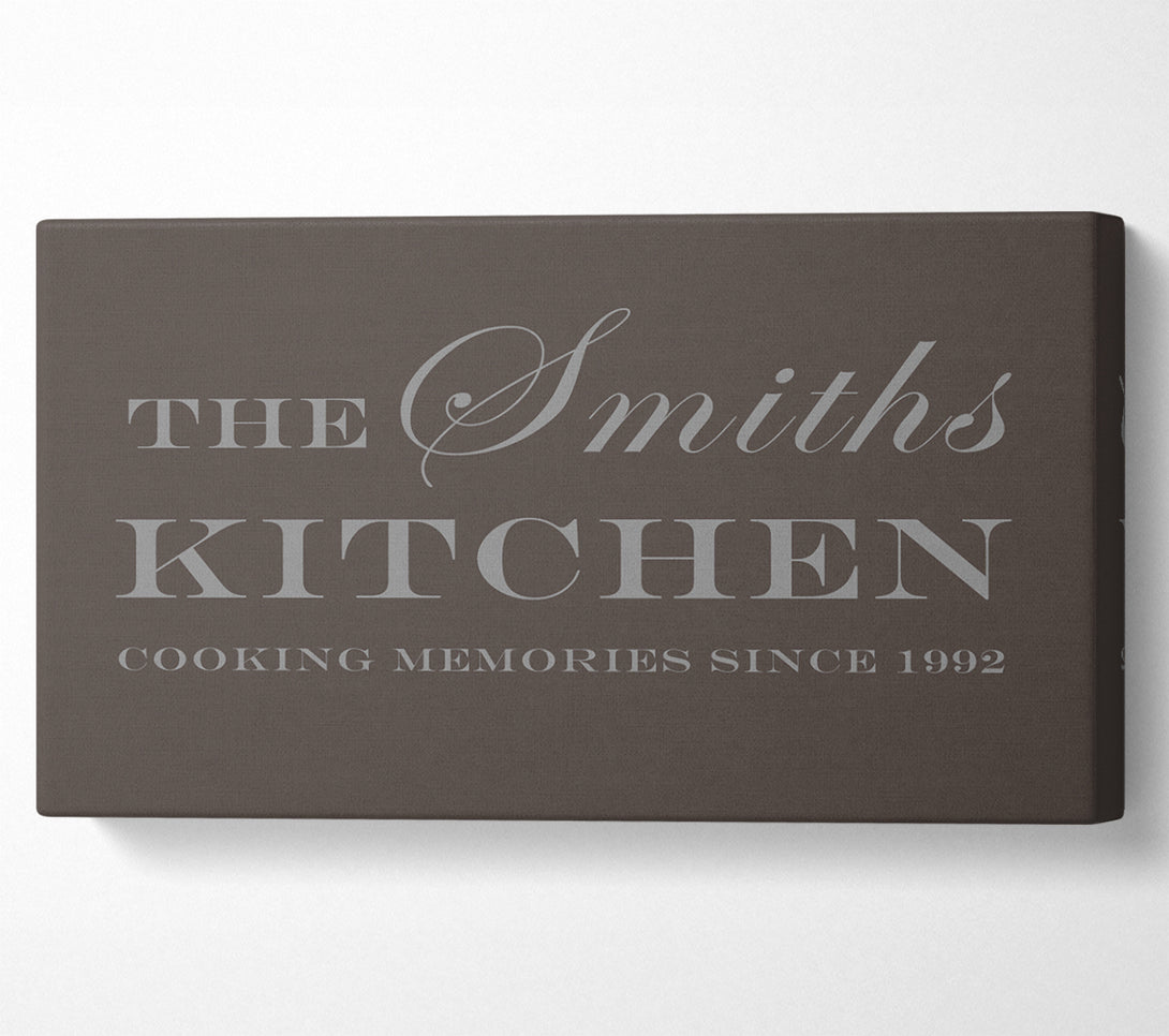  A Canvas Print of Kitchen Quote Your Family Name And Date Kitchen Chocolate Canvas Wall Art