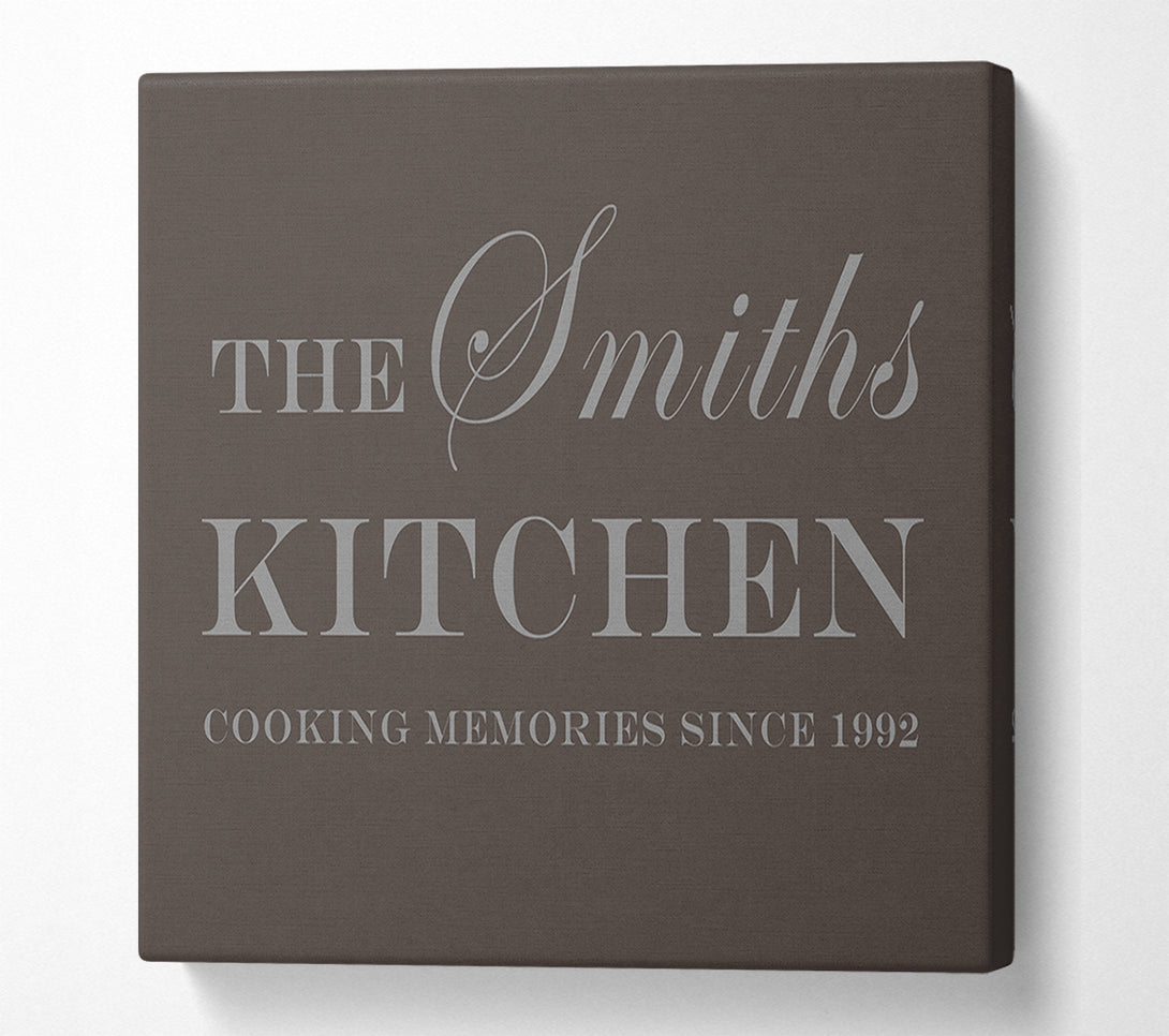  A Canvas Print of Kitchen Quote Your Family Name And Date Kitchen Chocolate Canvas Wall Art