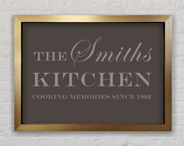 Kitchen Quote Your Family Name And Date Kitchen Chocolate Framed Print