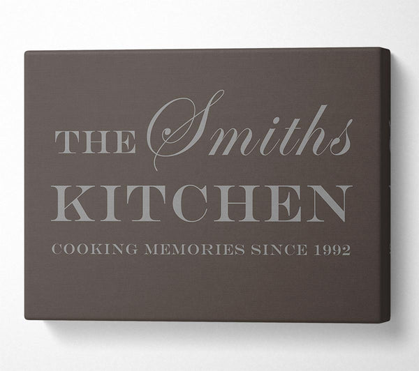  A Canvas Print of Kitchen Quote Your Family Name And Date Kitchen Chocolate Canvas Wall Art