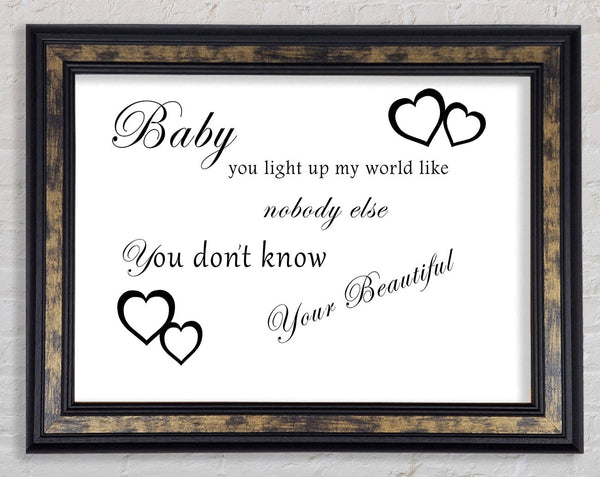 Baby You Light Up My World 1D White Framed Print
