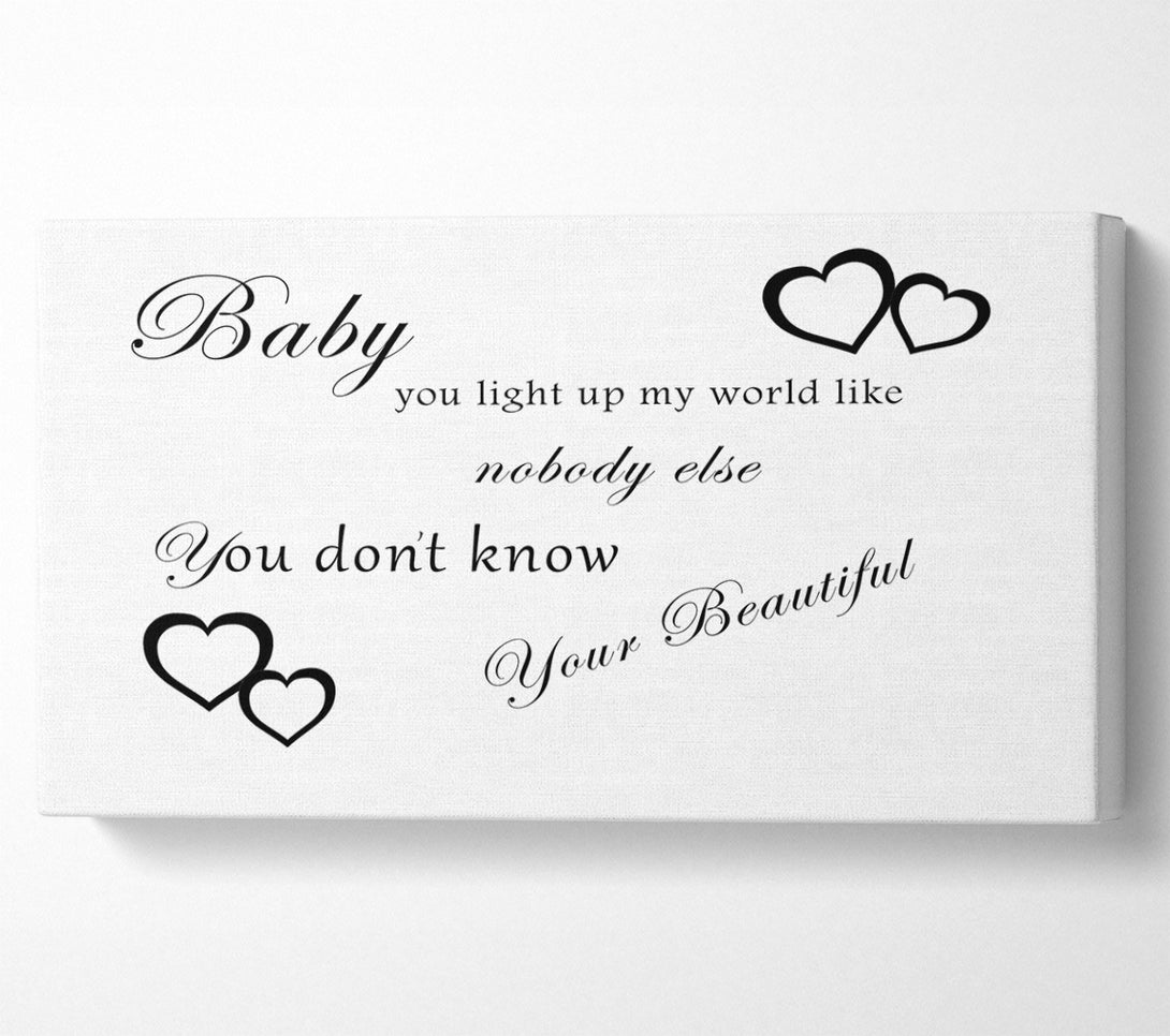  A Canvas Print of Baby You Light Up My World 1D White Canvas Print