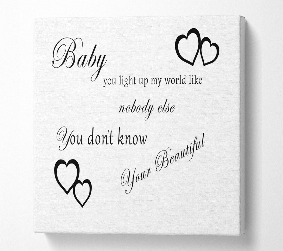  A Canvas Print of Baby You Light Up My World 1D White Canvas Print