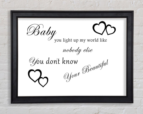Baby You Light Up My World 1D White Framed Print