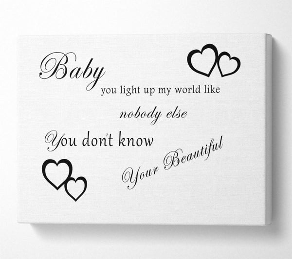  A Canvas Print of Baby You Light Up My World 1D White Canvas Print