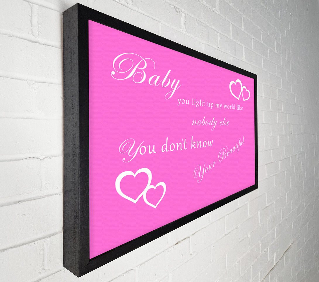  A Canvas Print of Music Quote Baby You Light Up My World 1D Vivid Pink Canvas Wall Art