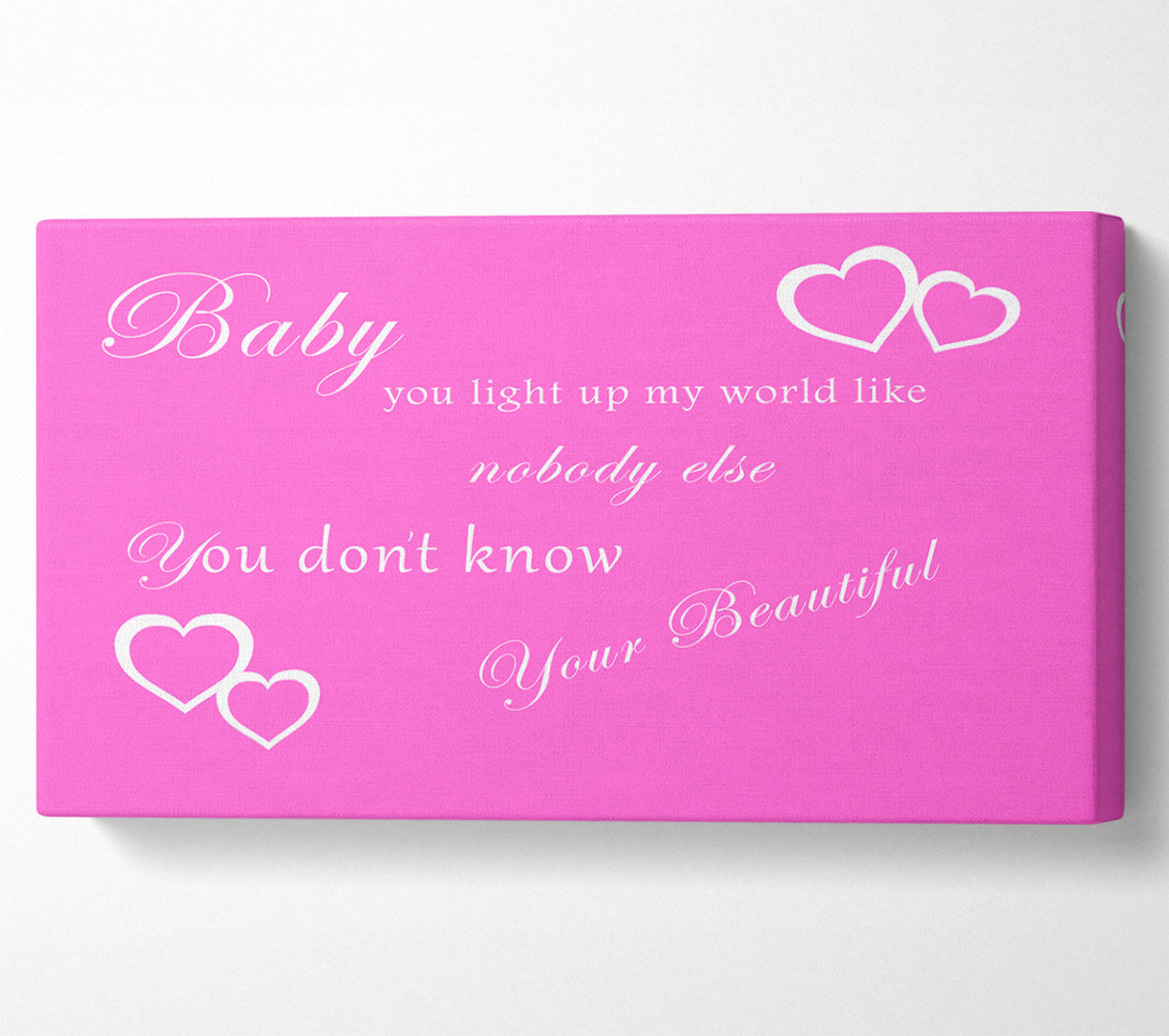  A Canvas Print of Music Quote Baby You Light Up My World 1D Vivid Pink Canvas Wall Art