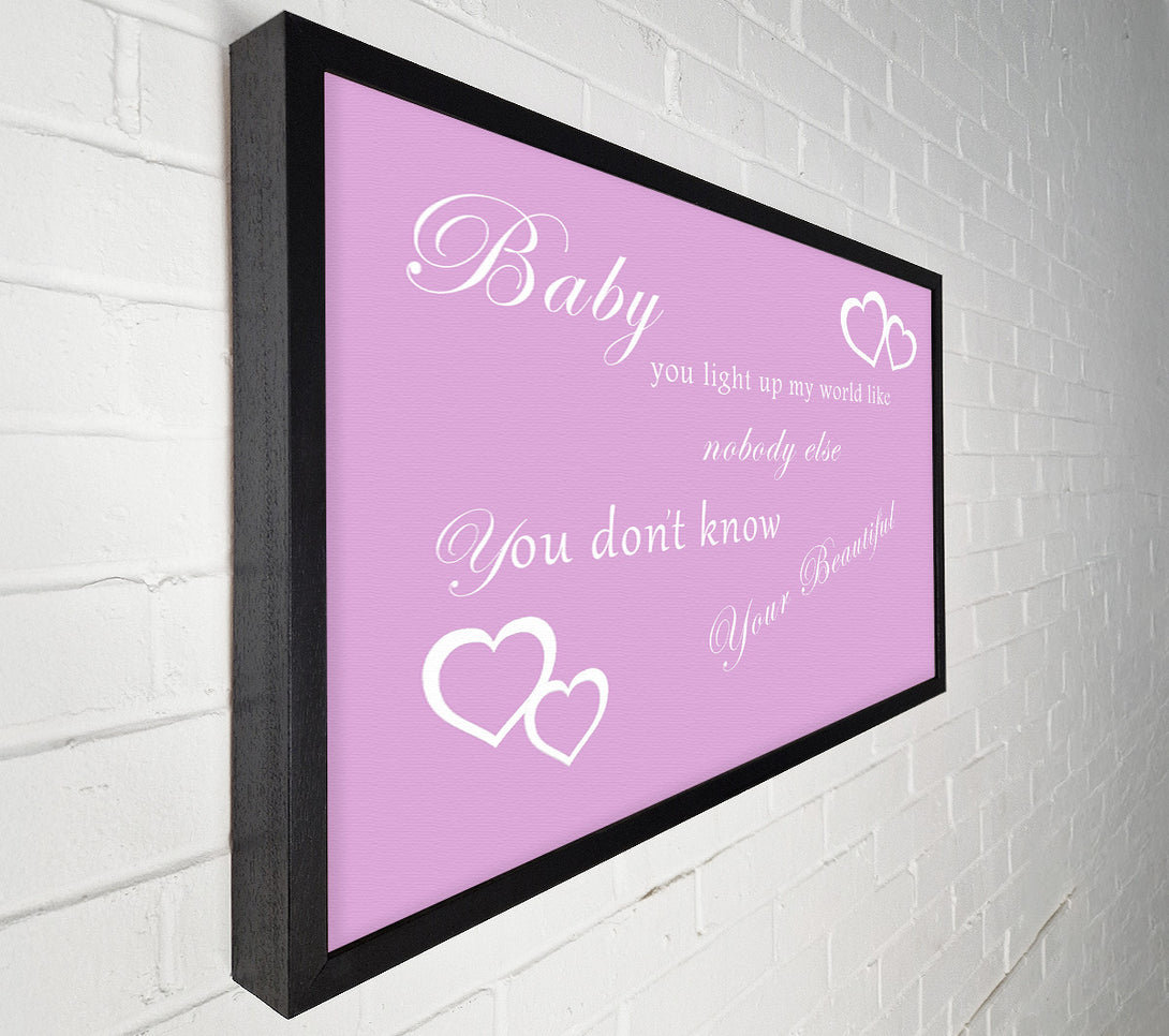  A Canvas Print of Music Quote Baby You Light Up My World 1D Pink Canvas Art