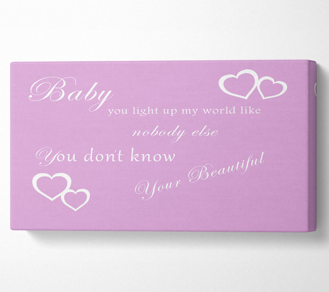  A Canvas Print of Music Quote Baby You Light Up My World 1D Pink Canvas Art