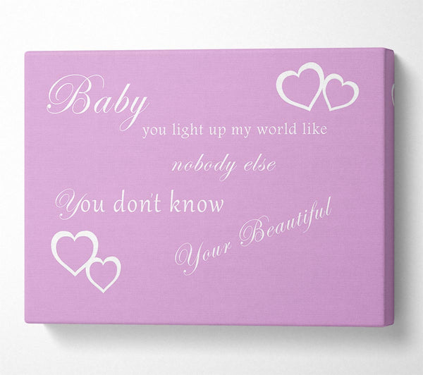  A Canvas Print of Music Quote Baby You Light Up My World 1D Pink Canvas Art