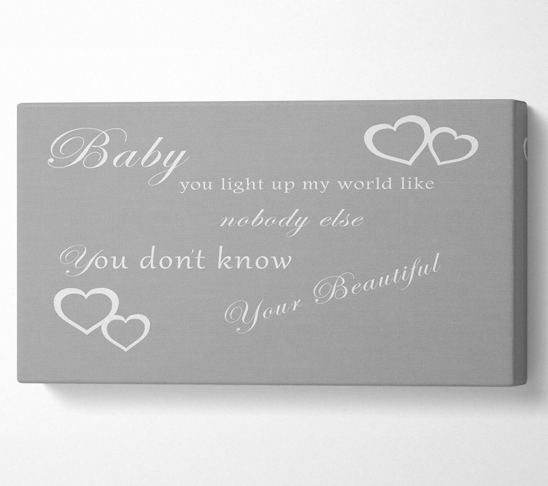  A Canvas Print of Music Quote Baby You Light Up My World 1D Grey White Canvas Art
