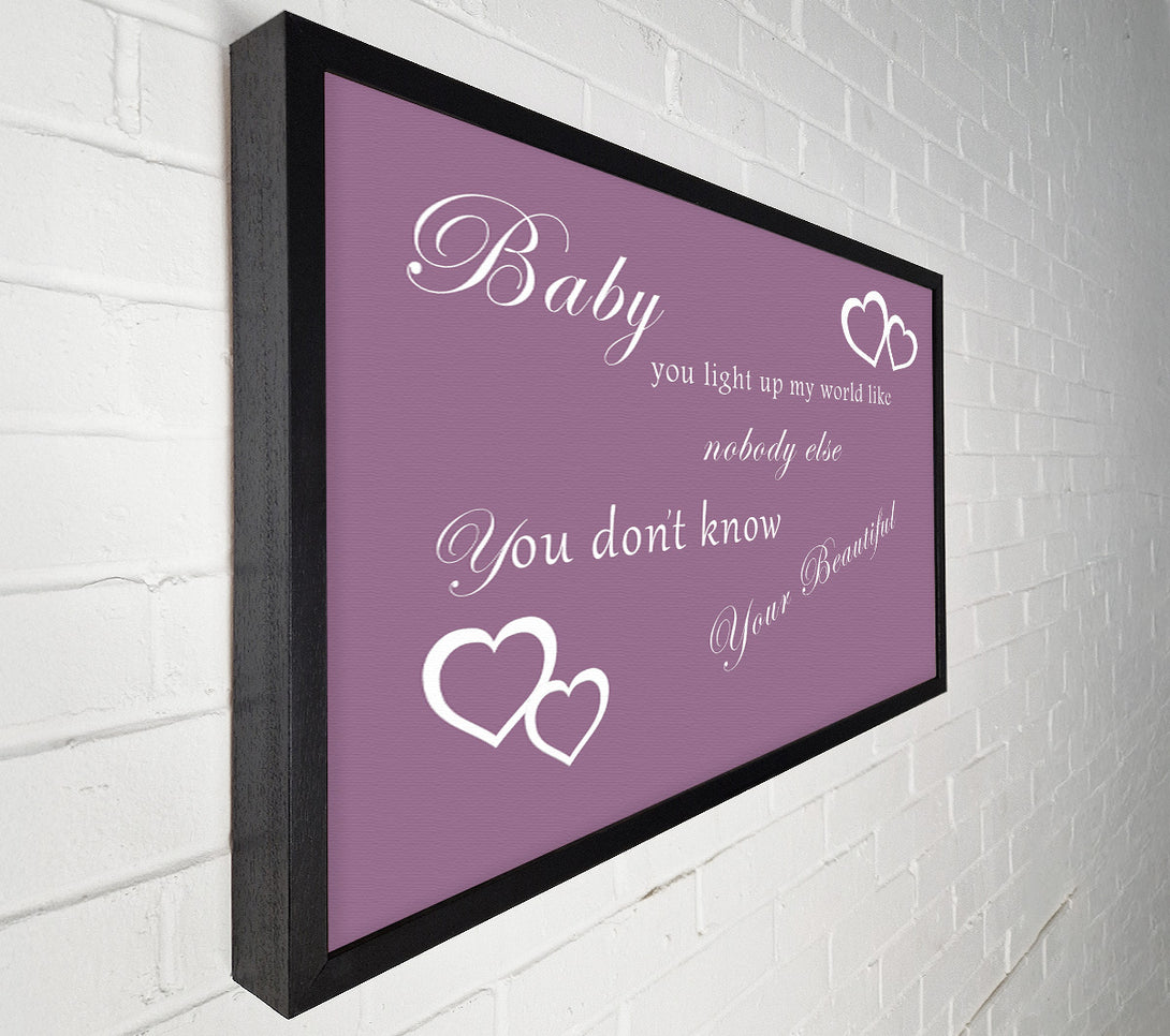  A Canvas Print of Music Quote Baby You Light Up My World 1D Dusty Pink Canvas Wall Art