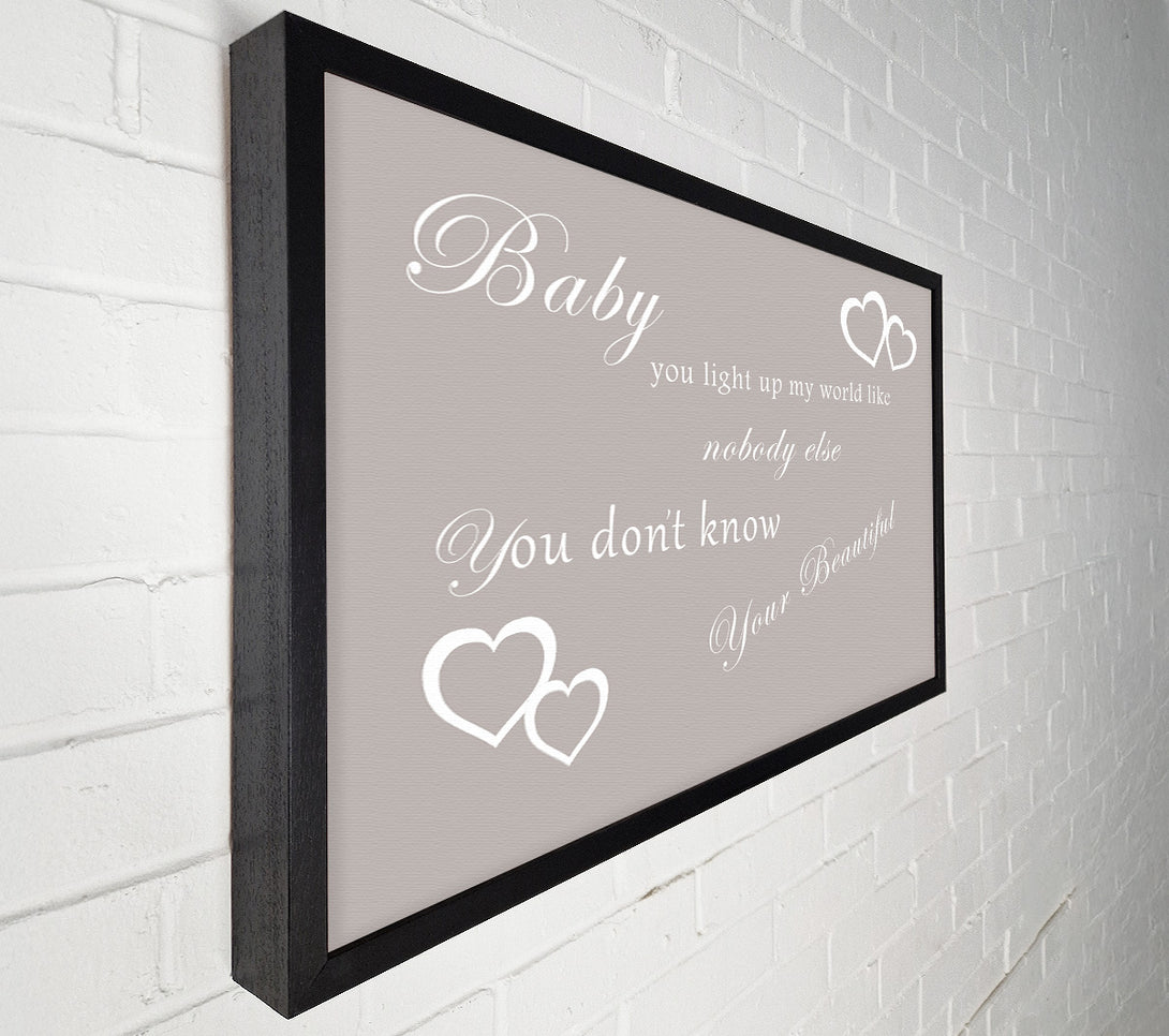  A Canvas Print of Music Quote Baby You Light Up My World 1D Beige Canvas Print