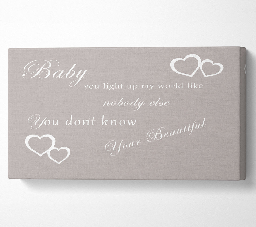  A Canvas Print of Music Quote Baby You Light Up My World 1D Beige Canvas Print