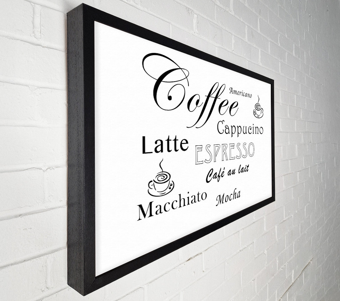  A Canvas Print of Kitchen Quote Coffee Delight White Canvas Print