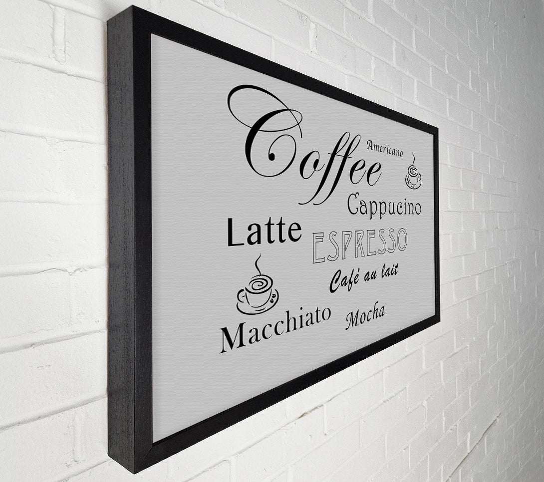  A Canvas Print of Kitchen Quote Coffee Delight Grey Canvas Wall Art