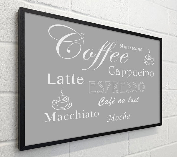 Kitchen Quote Coffee Delight Grey White