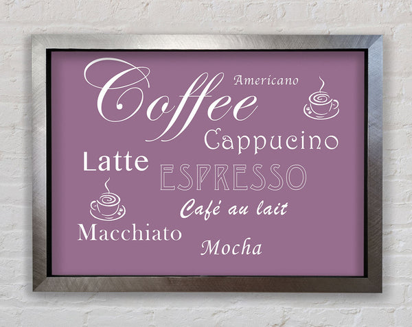 Kitchen Quote Coffee Delight Dusty Pink Framed Print