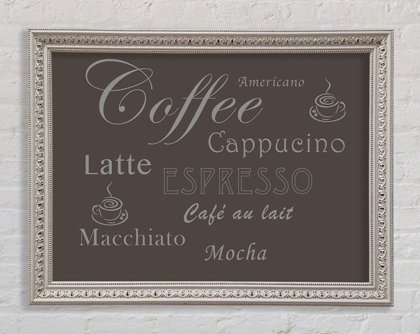 Kitchen Quote Coffee Delight Chocolate Framed Print